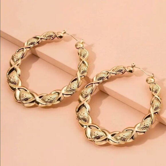 14K Gold Large Chunky Hoop Earrings Womens Big Hoops Ladies Jewelry Thick 14 NEW - Picture 2 of 6